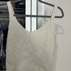 Beige Knit Sleeveless Top